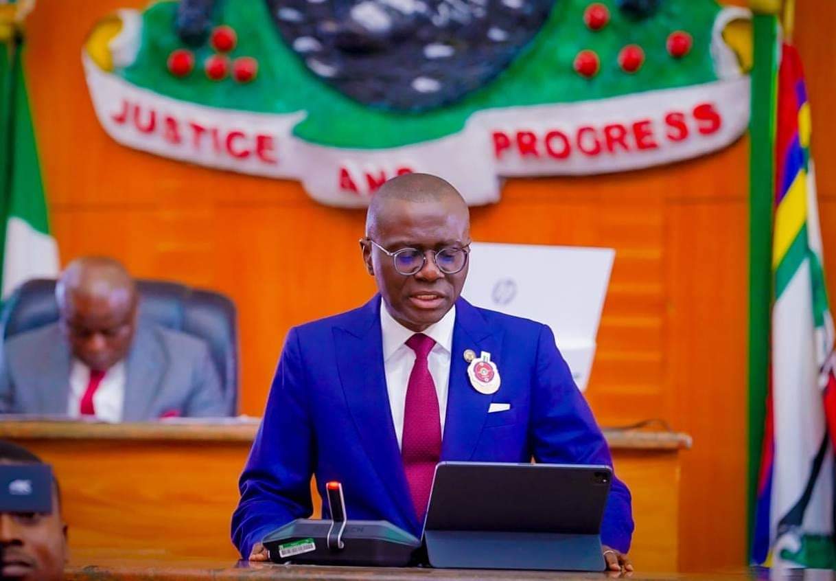 Lagos State Governor, Babajide Sanwo-Olu, addressing the House of Assembly during the presentation of the 2024 budget