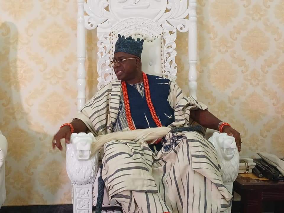 Oba Olufolarin Olukayode Ogunsanwo, the Alara of Ilara Kingdom, at the conferment ceremony of Barrister Mariam Folashade Anifowoshe as Yeye Mofin of Ilara Kingdom