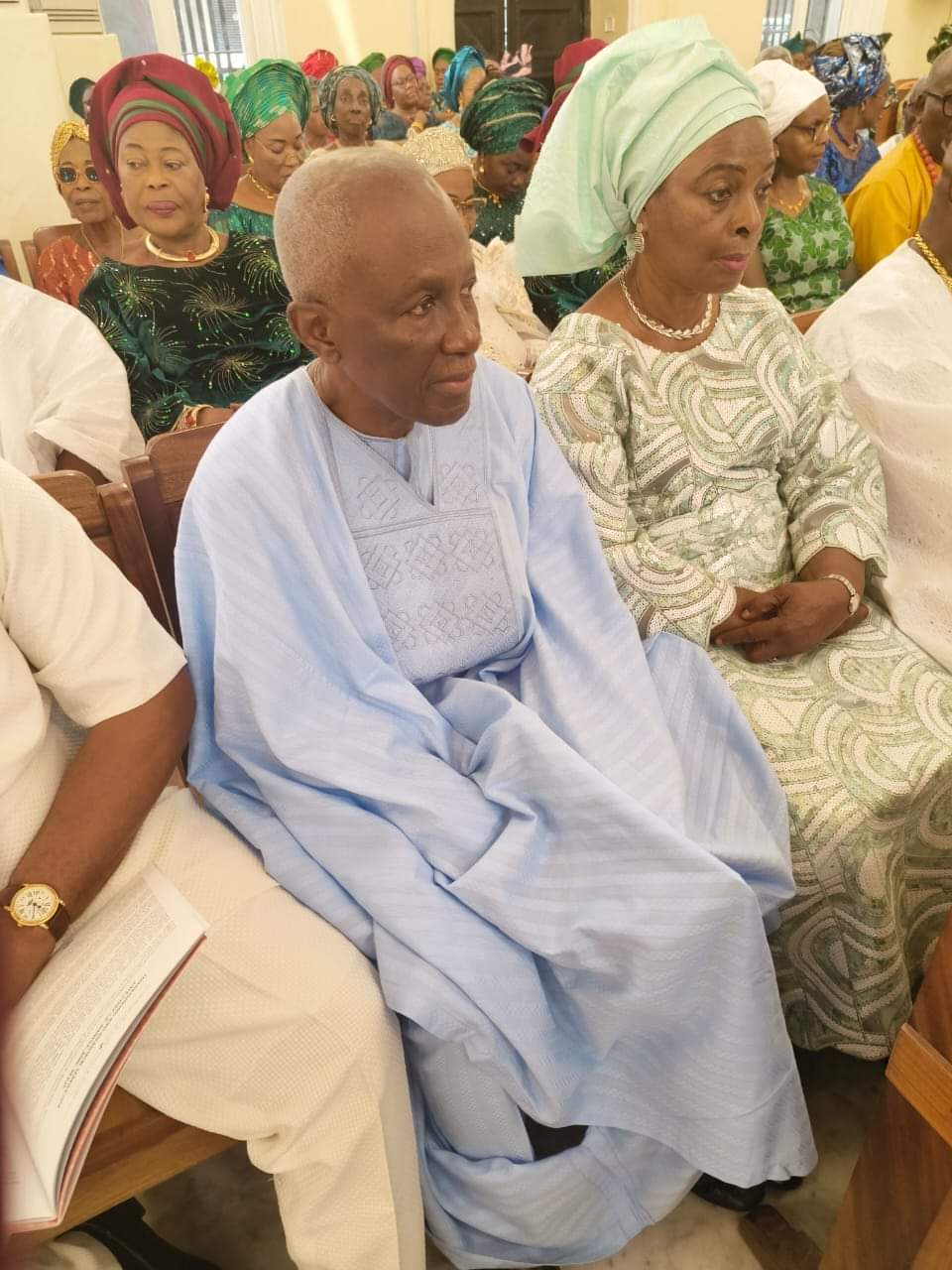 Bashorun JK Randle (in Blue Attire) at the memorial and thanksgiving service in honour of his late father Chief JK Randle