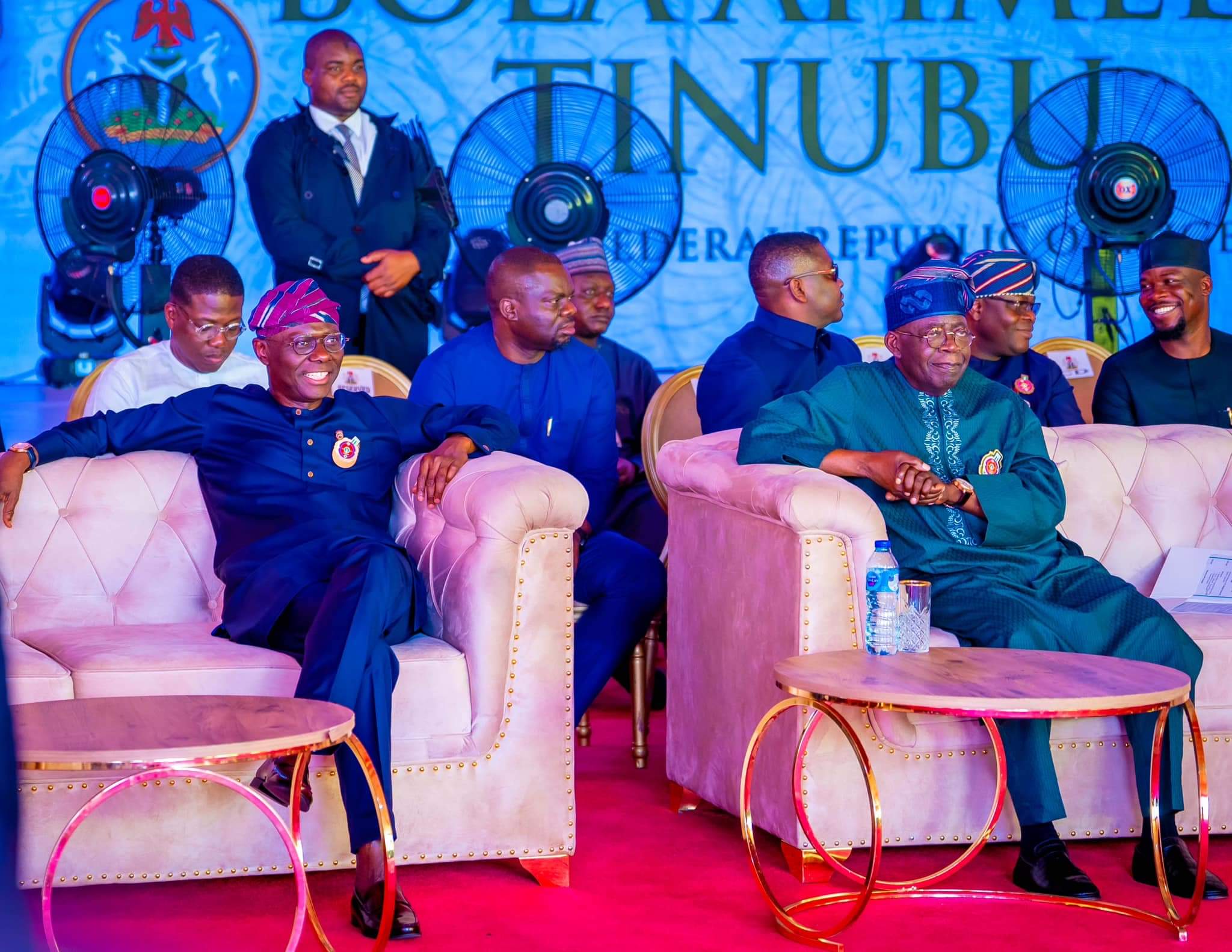 Lagos State Governor, Babajide Sanwo-Olu, speaking with President Bola Tinubu at an event held in his honour on Wednesday, December 27, 2023