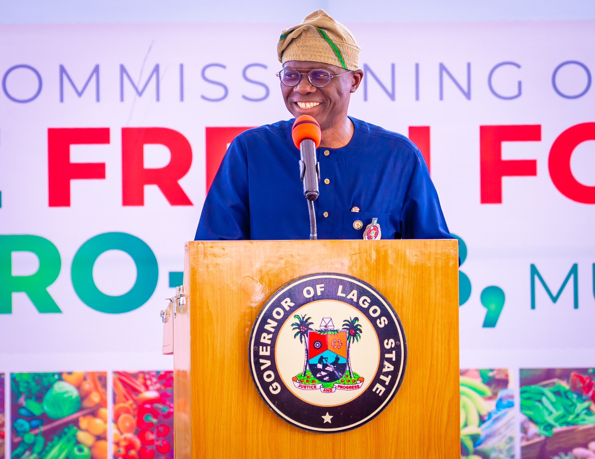 Lagos State Governor, Babajide Sanwo-Olu, at the inauguration of the food agro-hub