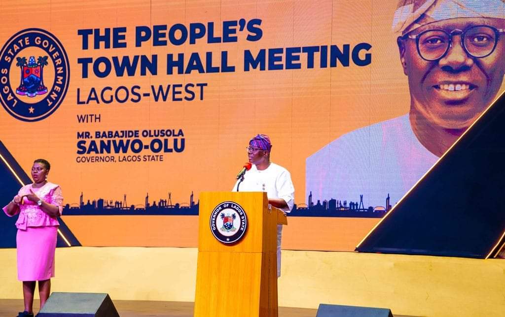 Lagos State Governor Babajide Sanwo-Olu at the Lagos West Senatorial District People’s Town Hall Meeting on Thursday, January 25, 2024