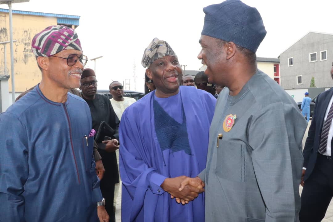 Lagos State Commissioner for Health, Akin Abayomi (L), Minister of State for Health and Social Welfare, Dr. Tunji Alausa (Middle), and Lagos State Deputy Governor, Obafemi Hamzat