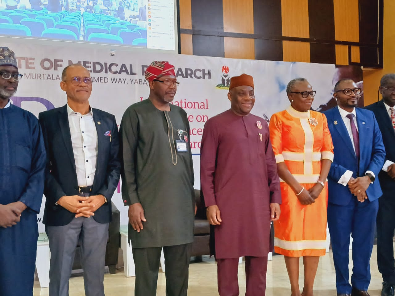 Commissioner for Health, Lagos State, Dr Akin Abayomi, Minister for State Health and Social Welfare, Dr Tunji Alausa, and other officials at the inauguration of the National Committee on Health Research