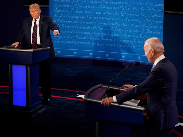 Former US President, Donald Trump and incumbent President Joe Biden during a presidential debate in 2020