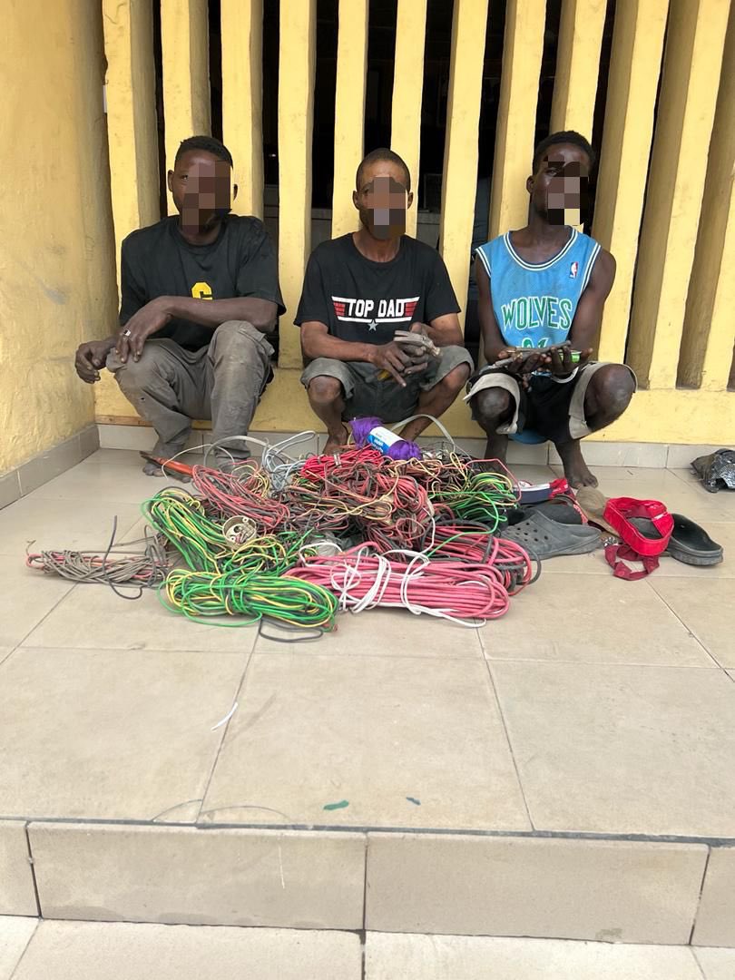 Cable theft suspects, Babatunde Murutu, Segun Lawal and Adebayo Iyanu