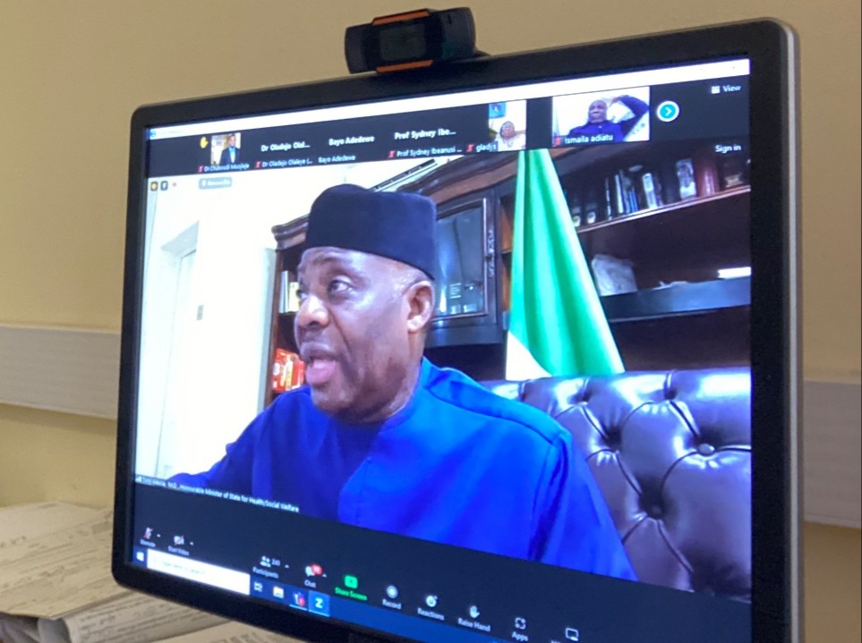 Minister of State for Health and Social Welfare, Dr. Tunji Alausa, meeting with diaspora physicians through videoconferencing platform, Zoom, on Saturday, February 24, 2024 (Photo credit: Dr. Oladejo Olaleye/Twitter)