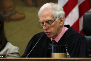 Justice Arthur Engoron speaks during the trial of former President Donald Trump, his adult sons, the Trump Organization and others in a civil fraud case brought by state Attorney General Letitia James, at a Manhattan courthouse, in New York City, in October 2023. Shannon Stapleton/Pool/Reuters