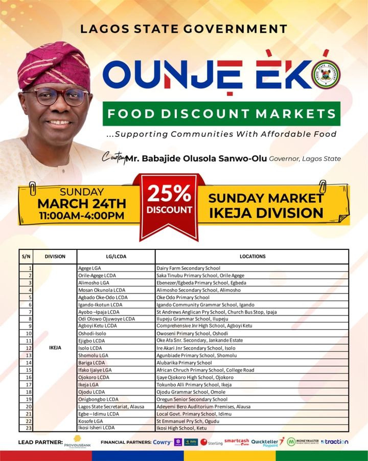 Sanwo Olu re-opens Ounjè Èkò Discount Markets Reopen On Sunday