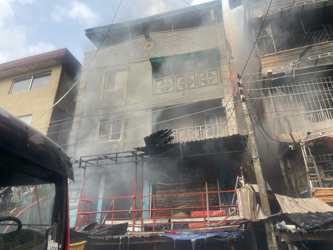 Scene of fire incident at Docemo, Lagos State