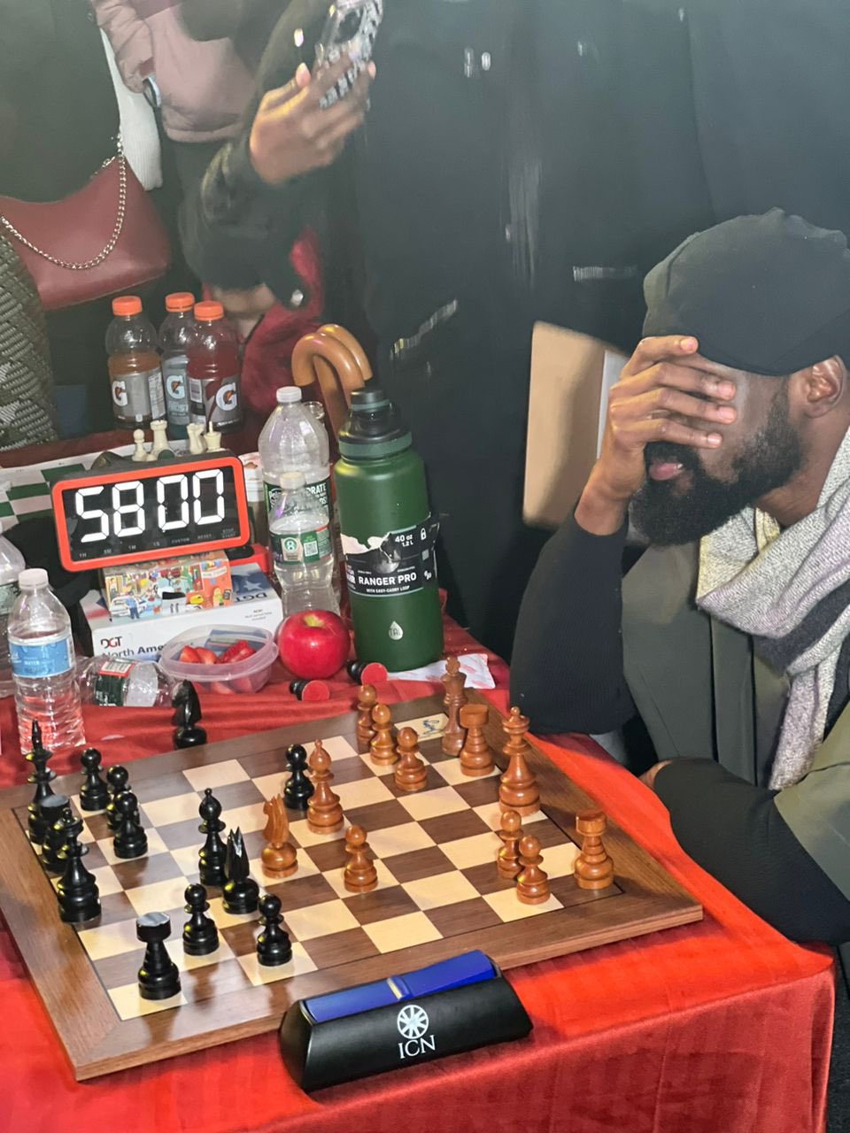 The moment Tunde Onakoya hit the 58-hour mark in his attempt to set a new world record for longest chess marathon