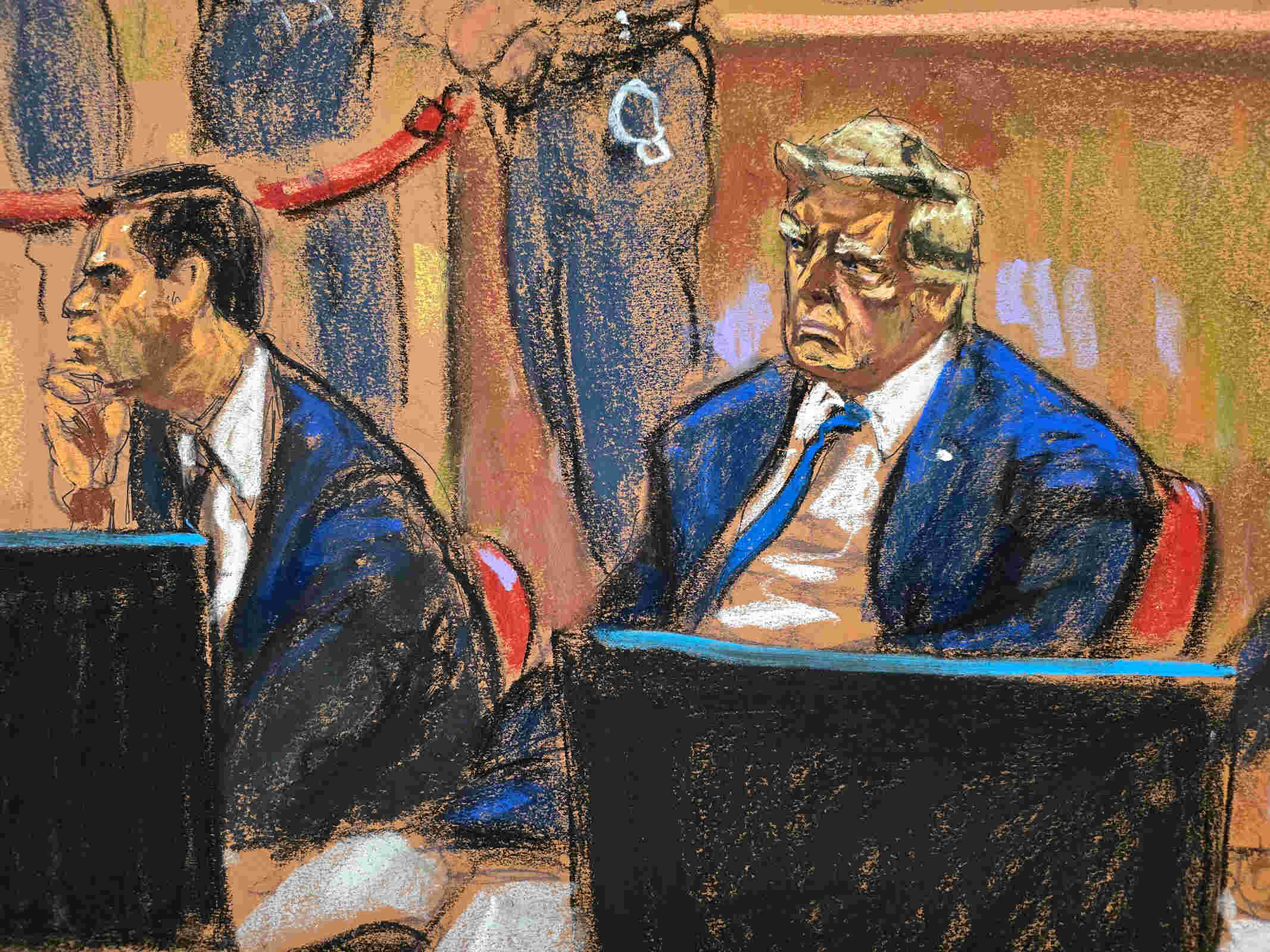 Former US President Donald Trump sits beside his lawyer Todd Blanche during jury selection. (Photo: Jane Rosenberg/Reuters)
