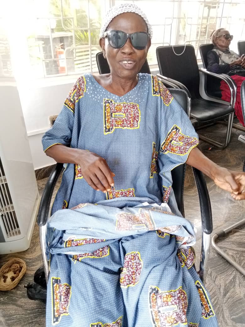 One of the beneficiaries of the cataract surgery at Thani-Oladunjoye Old People’s Care Centre, Epe, Lagos State. 