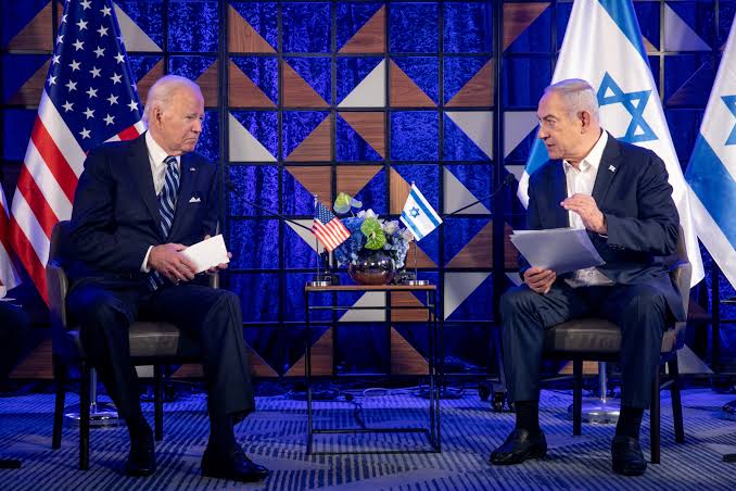 U.S. President Joe Biden attends a meeting with Israeli Prime Minister Benjamin Netanyahu, as he visits Israel amid the ongoing conflict between Israel and Hamas, in Tel Aviv, Israel, October 18, 2023. (Photo: REUTERS/Evelyn Hockstein)