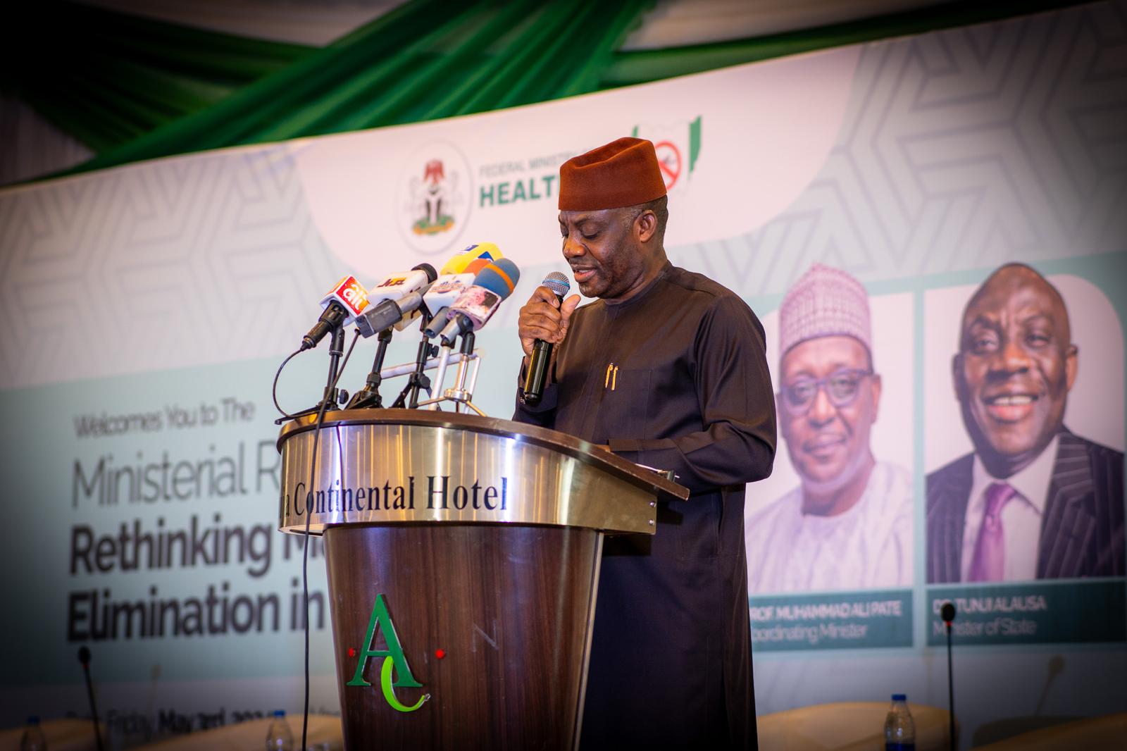 Minister of State for Health and Social Welfare, Dr. Tunji Alausa, at the Ministerial Roundtable on Rethinking Malaria Elimination in Nigeria