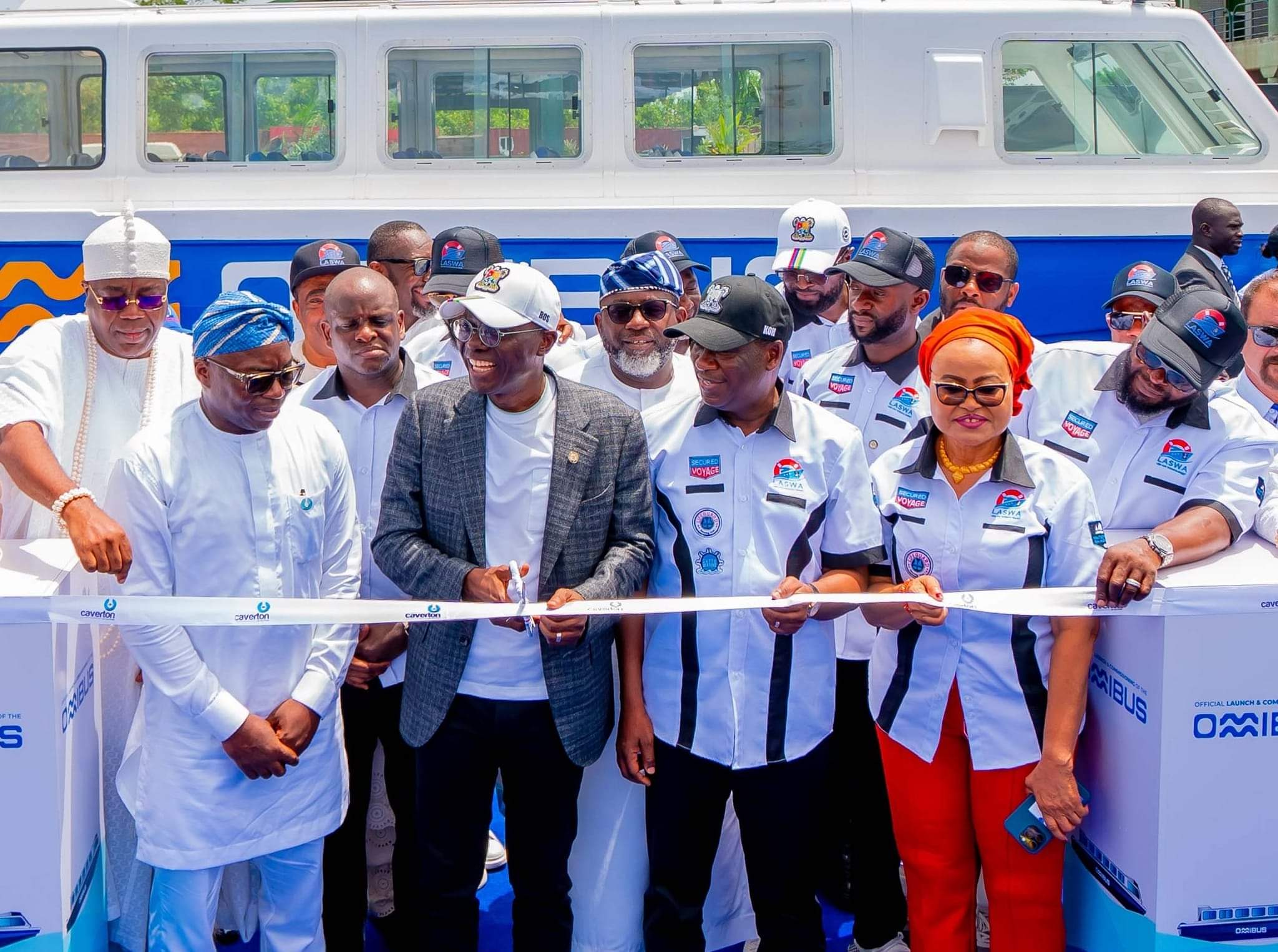 Lagos State Governor, Babajide Sanwo-Olu, launching 15 new boats for water transportation