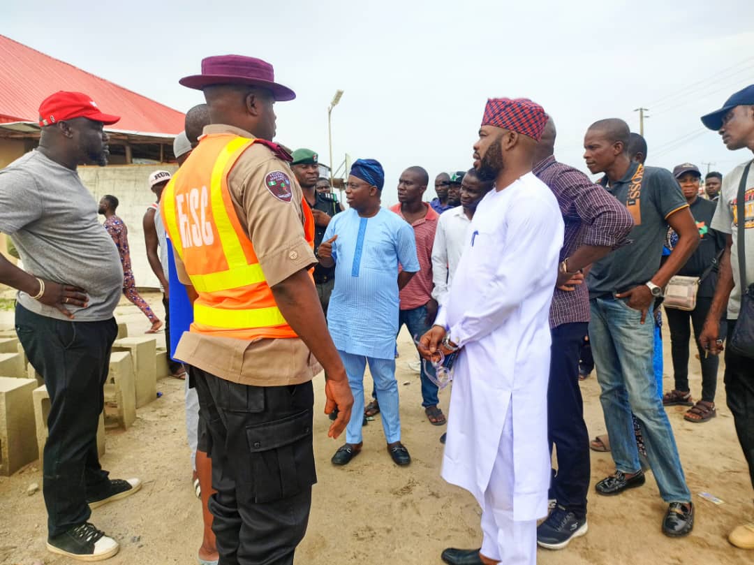 Chairman of Ibeju Lekki LGA, Abdullahi Sesan, at the scene of the gas explosion