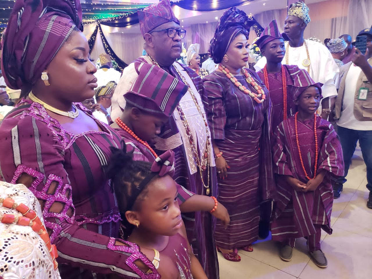 Ọba Abdul Razaq Adesina Adenugba, Ebumawe of Ago Iwoye, Ogun State and his family at his 20th coronation anniversary ceremony