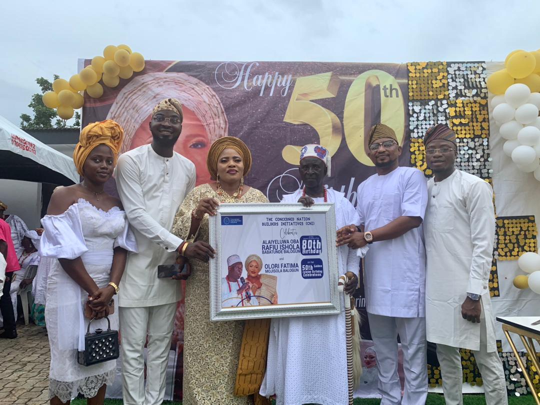 Olori Elejinrin Fatima Mojisola and Ọba Elejinrin of Ejinrin Kingdom, Ọba Babatunde Balogun at their 50th and 80th birthday celebrations respectively