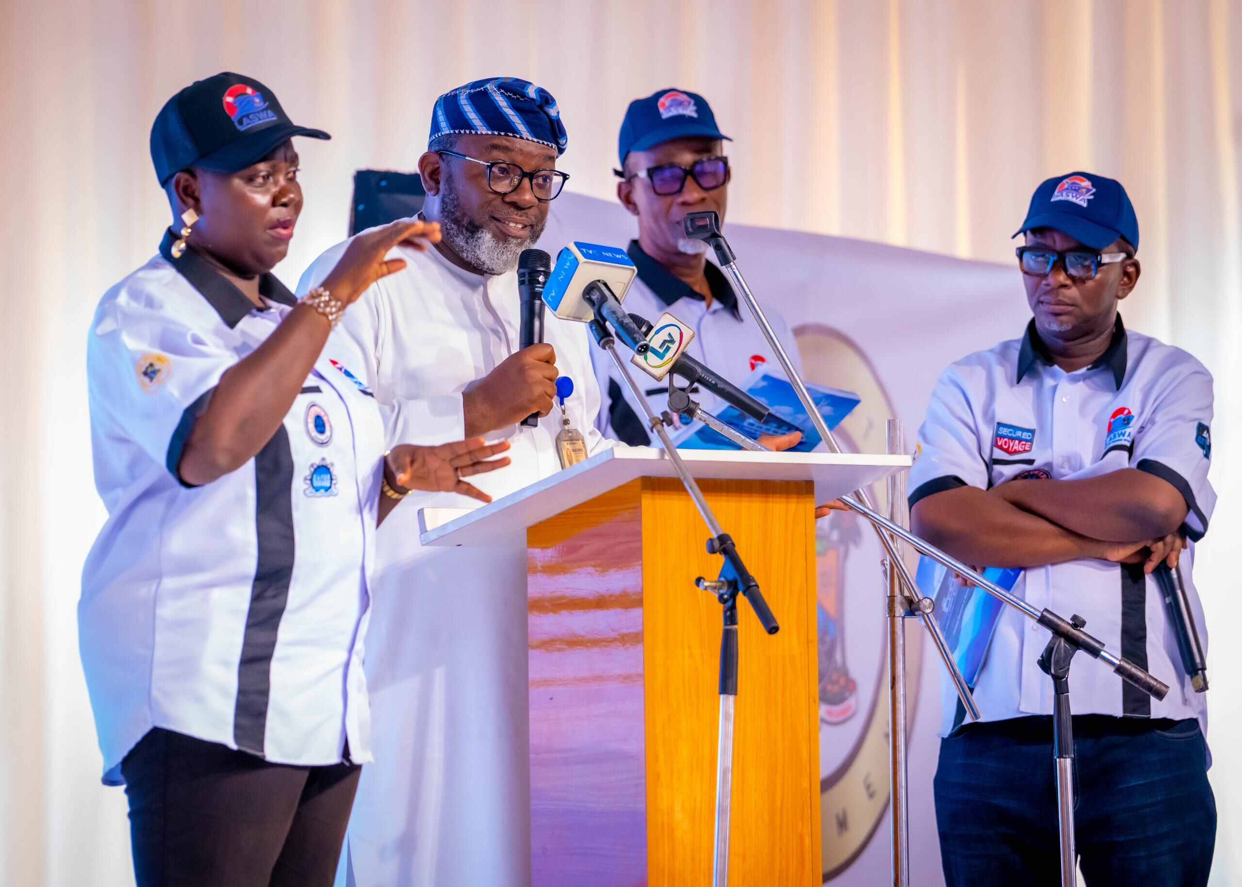 Hon. Adewale Temitope Adedeji of Ifako-Ijaiye Constituency 01 speaking at the launch of 15 new locally manufactured boats