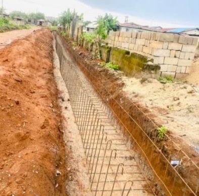 Drainage systems along the road construction in Odomola, Eredo LCDA.