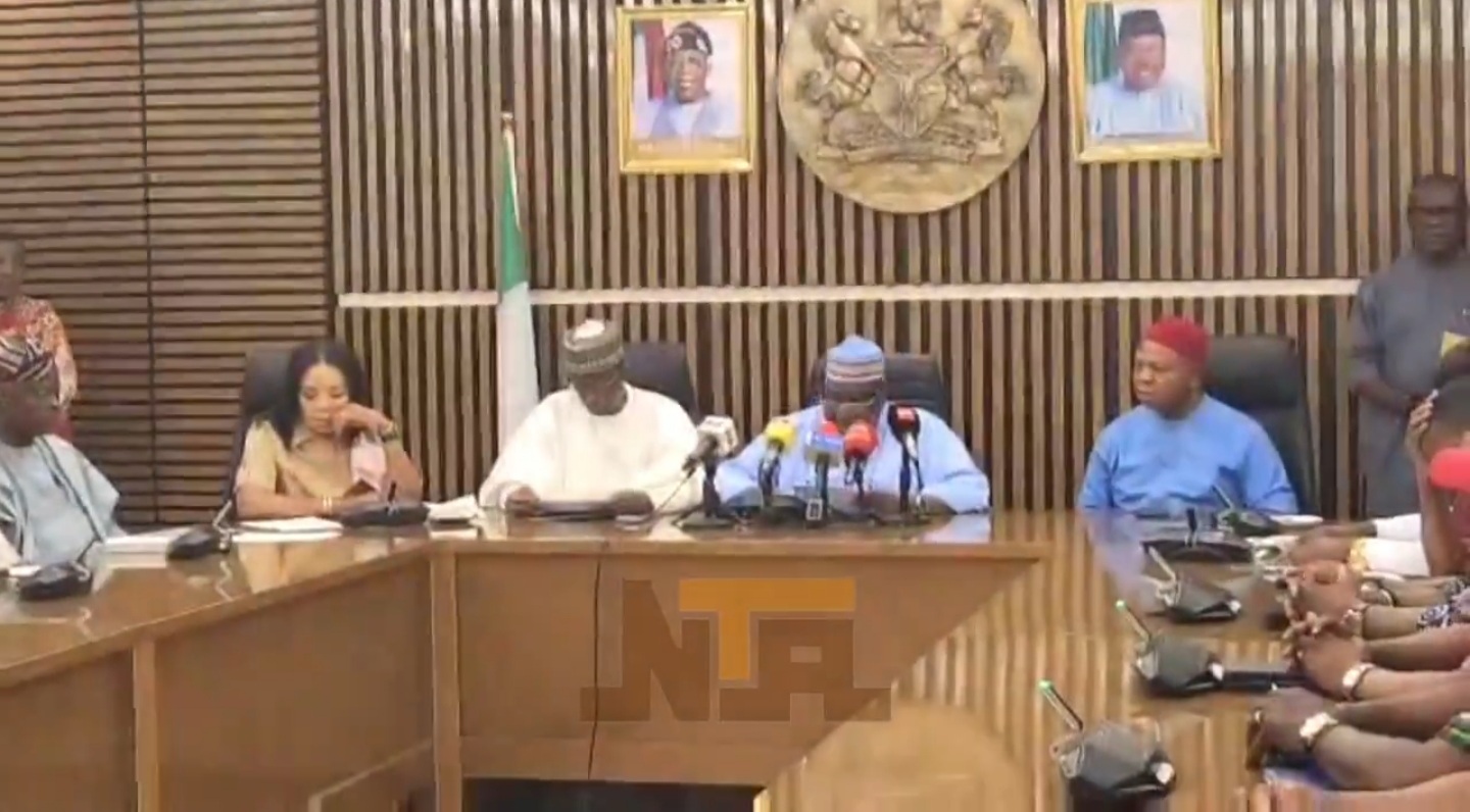 Mohammed Idris, the Minister of Information and National Orientation reading the resolutions of the meeting between the Federal Government and Organised Labour on Monday, June 3, 2024