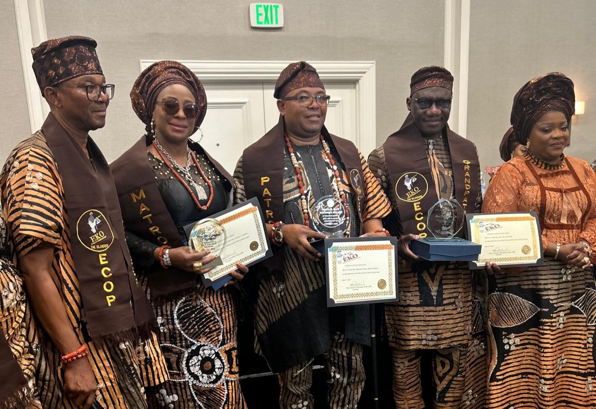 From Left to Right: Eko Club of Pennsylvania President, Prince Adewale Dosunmu, Patroness Caroline Agunloye, Patron Kolapo Agunloye, and Grand Patron Lanre Ojo