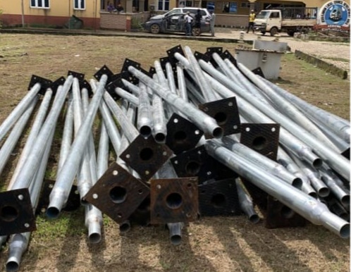 Lagos News Some poles for the street lighting systems