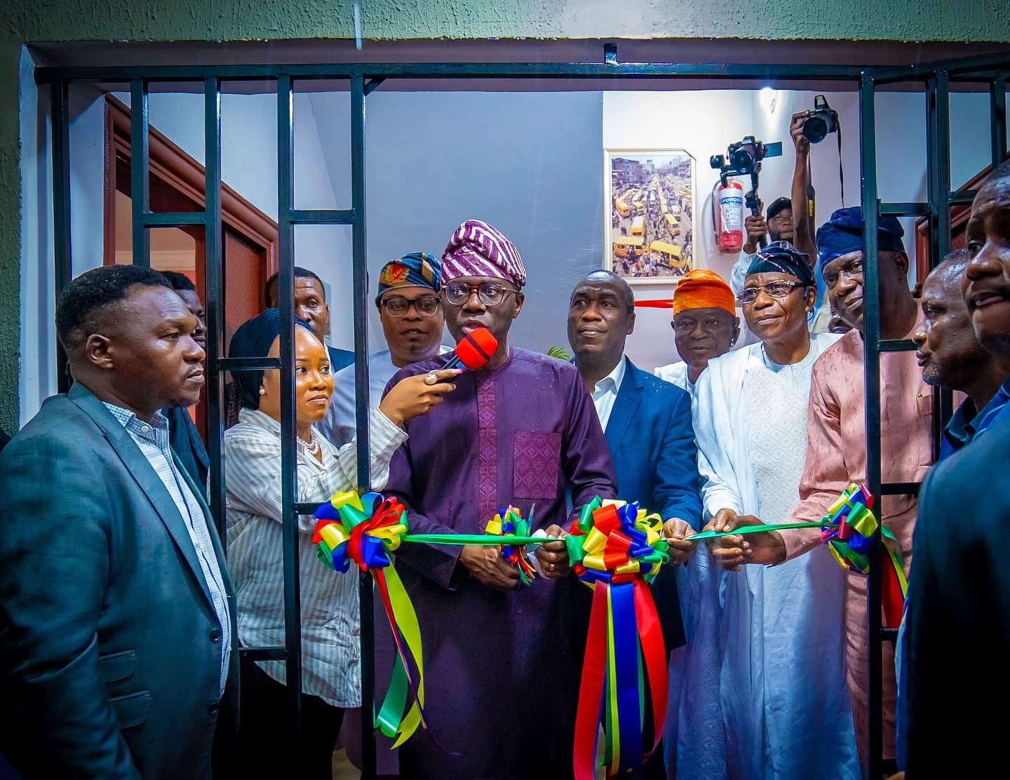 Lagos State Governor Babajide Sanwo-Olu inaugurating new housing units at the Egan-Igando Mixed Housing Estate, Igando-Ikotun LCDA