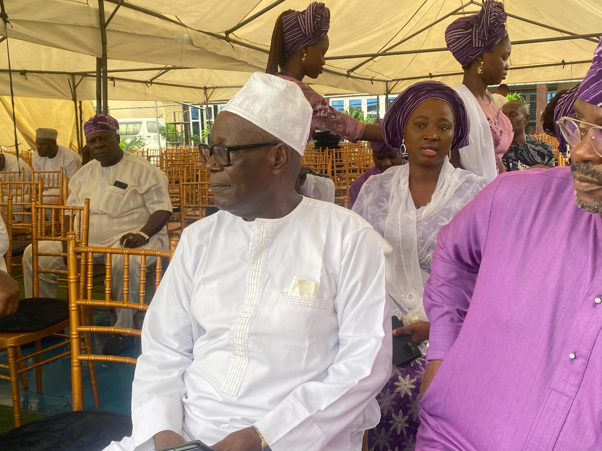 Alhaji Tolani Abbas and other members of the Abbas family at the Fidau prayer for Alhaja Risikat Abbas