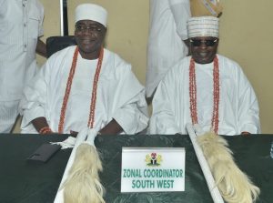 L-R: Alara of Ilara-Epe, Oba Olufolarin Olukayode Ogunsanwo and Oore of Otun Ekiti and the Paramount Ruler of Mobaland, Oba Adekunle Adeayo Adeagbo