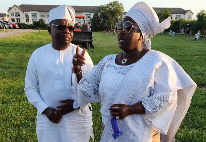 Mrs. Bolanle Christopher Ayeni (nee) Olaosebikan speaking at her mother's burial service