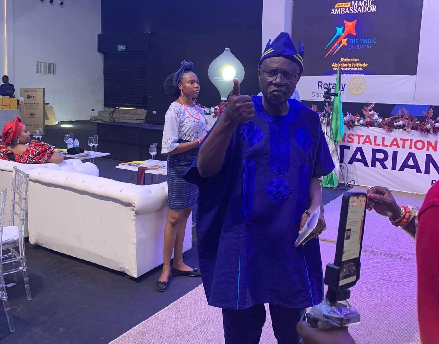 Rotary District 9111 Governor, Dr. Wole Kukoyi (Middle) at the installation ceremony on Saturday, July 6, 2024