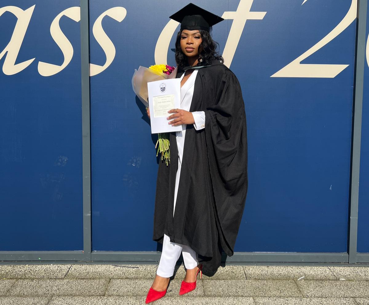 Ms. Arafat Onibon at her graduation ceremony at University of Hull, UK