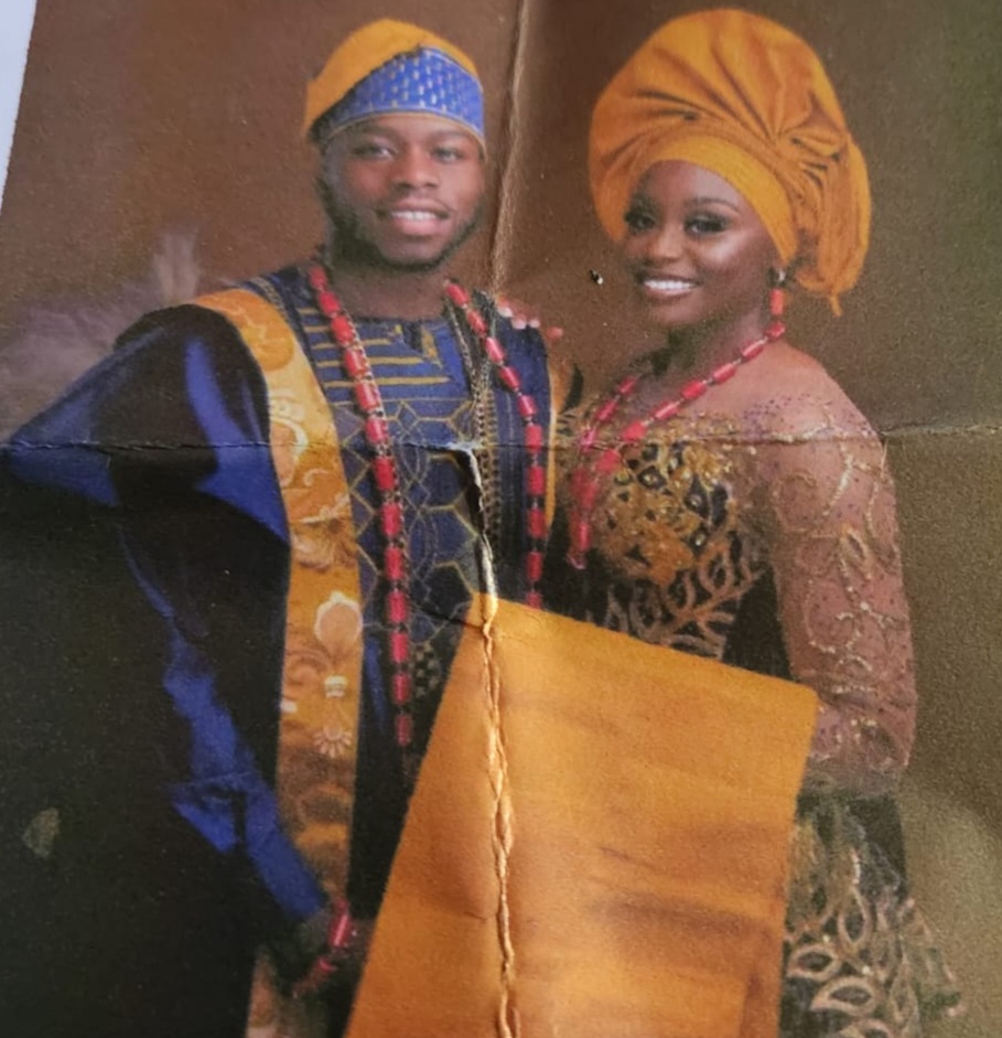 Samuel Oyenuga and Chiamaka Ibeh at their wedding ceremony in Dallas, Texas