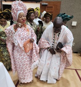 Prominent Eko Club International member, Otunba Yeye Owokemi Omogemi Abidoye-Saaka and her husband, Aare (Dr.) Lateef Kehinde Saaka at her 70th birthday ceremony