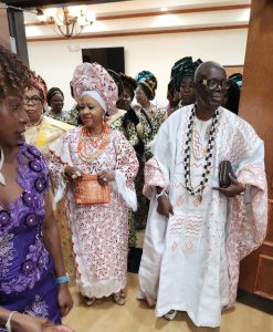 Prominent Eko Club International member, Otunba Yeye Owokemi Omogemi Abidoye-Saaka and her husband, Aare (Dr.) Lateef Kehinde Saaka at her 70th birthday ceremony