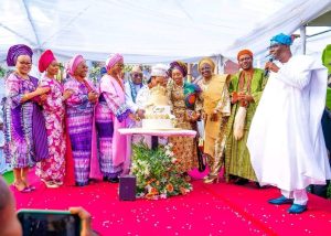 Former President Olusegun Obasanjo, Lagos State Governor, Babajide Sanwo-Olu, and other dignitaries joined Erelu Abiola Dosunmu at her 50th anniversary as Erelu Kuti IV of Lagos