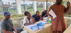 Lagos Water Corporation staff receiving hygiene behavioural charge training