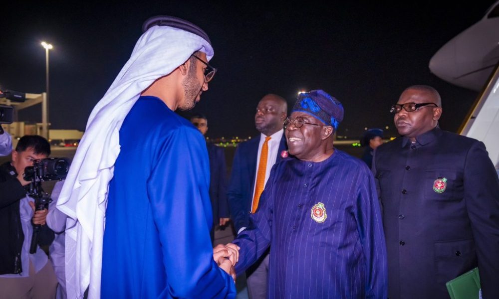 Tinubu Lands In Abu Dhabi, UAE