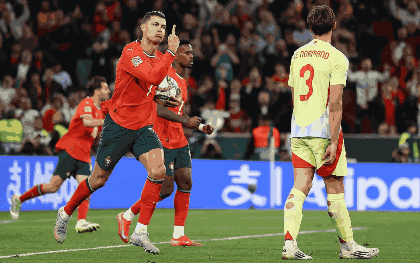 Ronaldo Celebrates Win Over Spain
