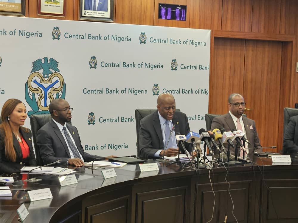 CBN Governor, Olayemi Cardoso, addressing a news conference on Tuesday during the committee’s 302nd meeting in Abuja