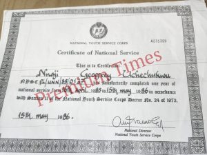 Forged NYSC certificate of Uche Nnaji