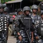File photo of police officers at a protest venue