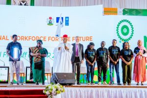 Vice-President Kashim Shettima speaking at the Nigeria Jubilee Fellows Programme (NJFP) 2.0 aimed at youth employment