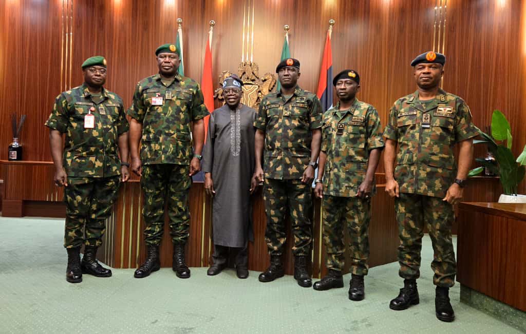 BREAKING: Tinubu Meets Newly Appointed Service Chiefs in Abuja