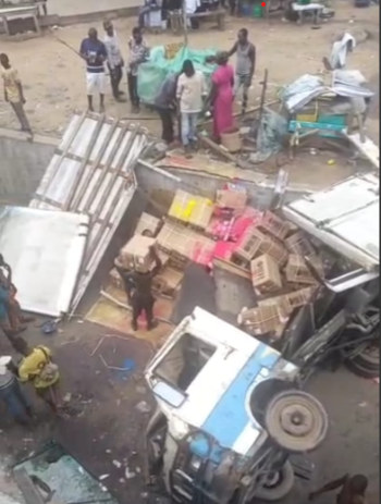 Truck Plunges Off Oshodi Bridge After Brake Failure, One Injured