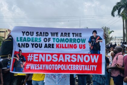 File photo of protesters at an EndSARS protest
