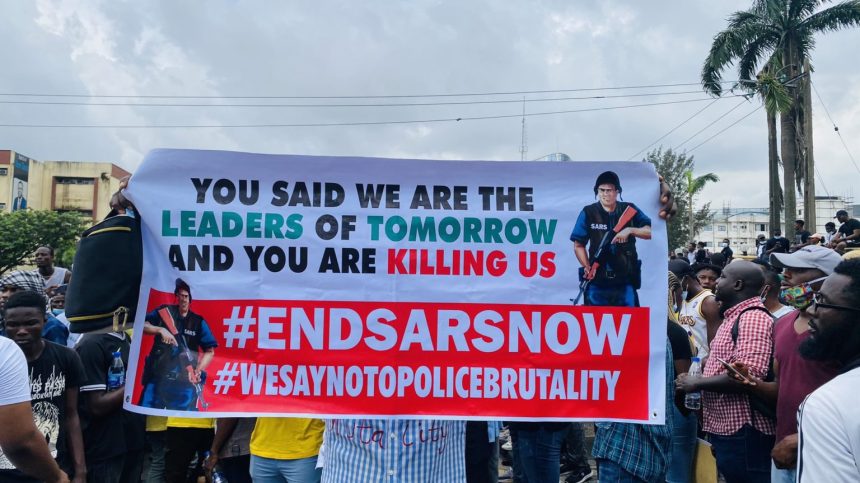 File photo of protesters at an EndSARS protest