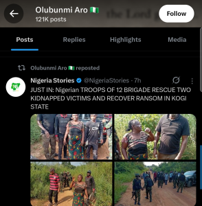 A screenshot of @Bummiearo's account showing the repost of the photo in question amongst others 